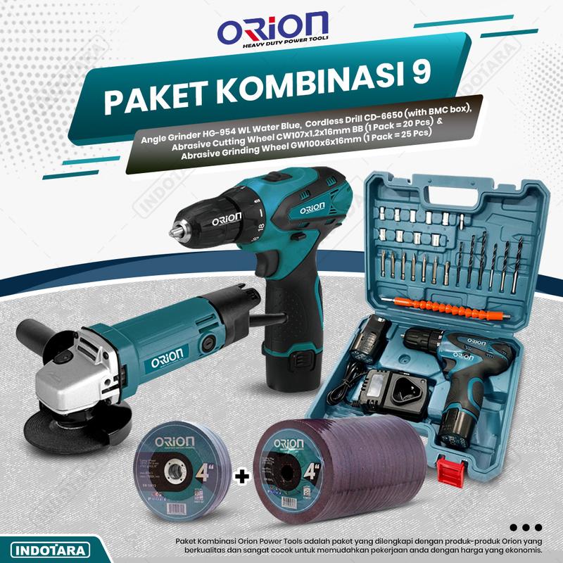 Paket Kombinasi 9 - Gerinda Tangan HG954 - Mesin Bor Tangan CD6650