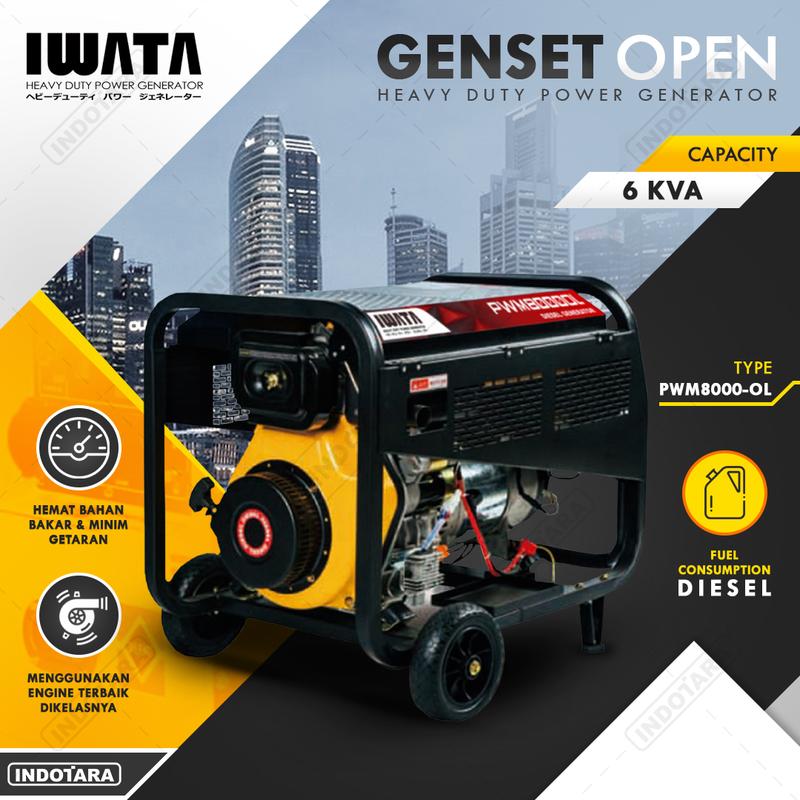 Genset Diesel IWATA 6Kva Silent - PWM8000-OL 3 Phase