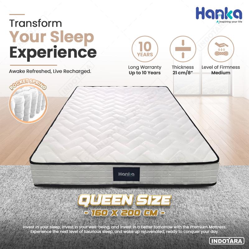 Kasur Spring Bed IN A BOX Hanka (Pocket Spring) - FREE Bantal