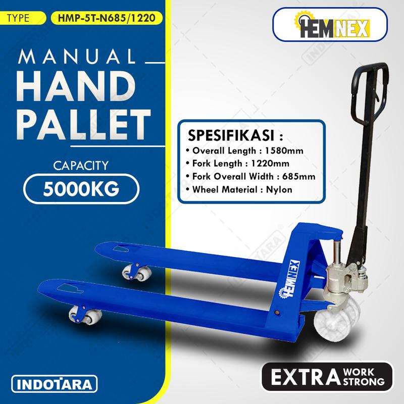 Hemnex Manual Hand Pallet 2, 3 Dan 5 Ton Dengan Berbagai Ukuran Garpu