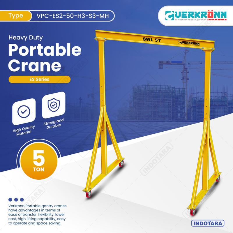 Verkronn Portable Gantry Crane 5 Ton VPC-ES2-50-H3-S3-MH