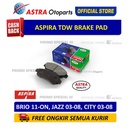 Brake Pad Aspira TDW untuk Mobil: BRIO 11-ON, JAZZ 03-08, CITY 03-08
