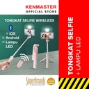 Kenmaster Tongkat Selfie KM-F210 S + LAMPU LED / Tongsis Bluetooth / Selfie Stick Tripod Stand - OL104