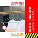 Kenmaster Gantungan Baju + Hook isi 8 Pcs / Hanger KM-1668 Dengan Cantolan -1 Set - ISI 8 PCS - GANT098