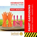 Kenmaster Paket Berkebun - Sarung Tangan Karet Orange L + Garden Tools / Alat Berkebun 1 Set / Alat Berkebun Set