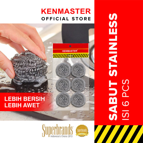 Kenmaster Sabut Cuci Piring Isi 6 Pcs / Sikat Cuci Piring / Sabut Stailess Steel Anti Karat / Sabut Kawat / Swash Scourer Brush Refill
