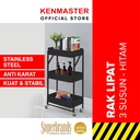 Kenmaster Rak Lipat 3 Susun KM-BWP8 / Rak Dapur Roda Lipat - Hitam