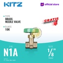 Needle Valve Brass KITZ 10K Fig. N1A , 1/8"- 6A - 6mm , Drat / Screw