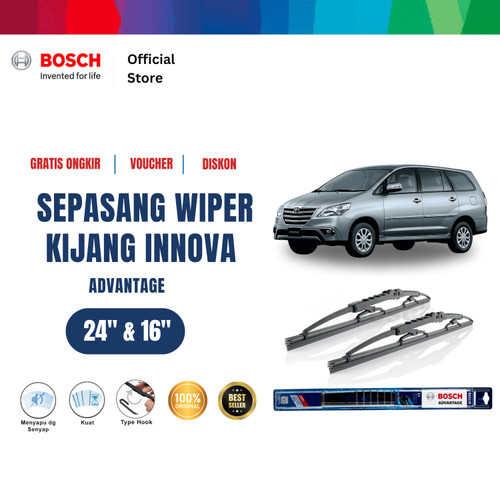 Bosch Sepasang Wiper Kaca Mobil Toyota Kijang Innova Advantage 16" & 24"