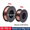 ER70S-6 Welding MIG Wire CO2 Kawat Las MIG Wire CO 1kg 5kg 0.8mm 1.0mm