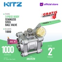KITZ 3-Piece SUS Ball Valve Fig. 1000 AKU3TZM , 2" - 50mm , Drat Kasar NPT