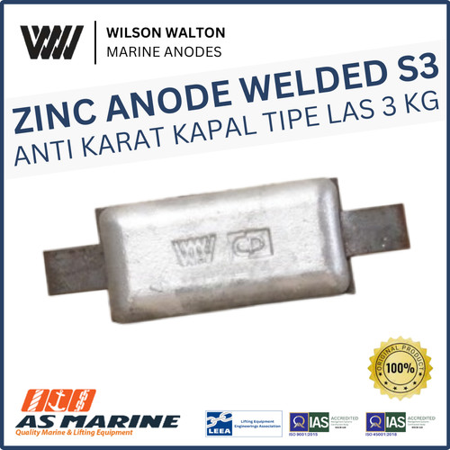 Zinc Anode Welded / Anti Karat Kapal Tipe Las S3 3 kg Wilson Walton (Bersertifikat)