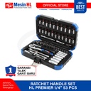 HL Kunci Socket Set Ratchet Handle Set HL Premier 1/4" 53PCS HL72T53