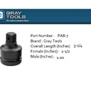 ADAPTER IMPACT 1-1/2" FEMALE 1" MALE Gray Tools PA8-7