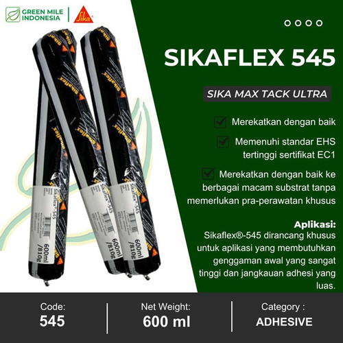 SIKAflex 545 MaxTack Ultra (White 600 ml) Glue Lem Perekat Serbaguna SIKA 545 High Grab Pengganti Paku untuk Kayu ACP Aluminium Besi Baja Kaca Cermin - Hitam