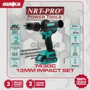 Brushless Impact Drill 20V (13 mm 2B1C) NRT-Pro 743DC Mesin Bor Tembok Impak Beton Baterai Lithium Besi Kayu