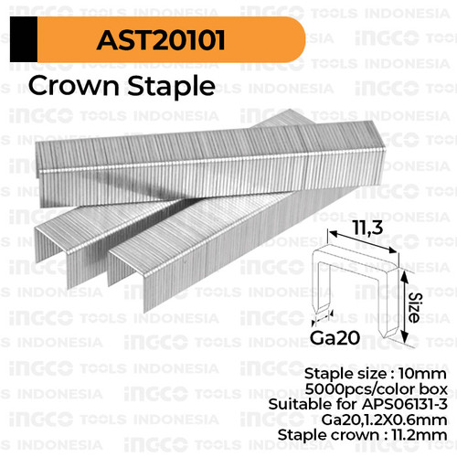 Crown Staples (U 10 mm) INGCO AST20101 - Refill Isi Steples Tembak U10