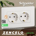 Stop Kontak Schuko SCHNEIDER ZENCELO 2Gang 2 Gang Putih Silver Bronze