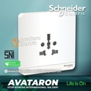 Stop Kontak Internasional SCHNEIDER AvatarOn Putih Gold Dark Grey Wood