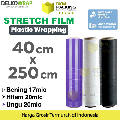 Stretch Film 40cm x 250m Plastik Wrapping Wraping Pembungkus Barang DELKOWRAP / SATUAN