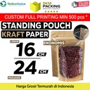 Standing Pouch Clear Kraft Paper 16x24cm Ziplock Plastik Klip EKONOMIS