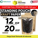 Standing Pouch Clear Kraft Paper 12x20cm Ziplock Plastik Klip EKONOMIS