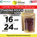 Standing Pouch Clear Kraft Paper 16x24 Ziplock Kombinasi Plastik Klip