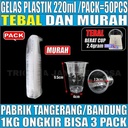 Gelas Plastik Aqua 220ml 2,4gr / Gelas Bola Bola Polkadot Tebal Per Pack Cup Kopi Tahan Panas Murah