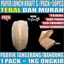 Paper Lunch Box HALAL Tebal Putih Uk S M L Kraft Coklat Food Tray Laminasi Kotak Makan Pack 50pcs