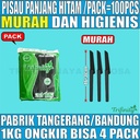 Trifinity Pisau Kue Tart Cake Ulang Tahun / Pisau Plastik Panjang Hitam Bening Murah Per Pack Var
