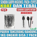 Sendok Garpu Steril Tebal Plastik Tisu Tusuk Gigi Higienis Set Bening / Hitam / Putih Pack Trifinity
