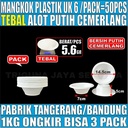 Mangkok Plastik Tebal Putih Bersih Cemerlang M6 uk 6 Sedang / M7 uk 7 Besar Mangkuk Makan Pack