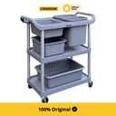 Krisbow Ukuran S Troli Kebersihan 3 Tingkat - Abu-Abu Cleaning Cart Peralatan Kebersihan Perabotan Bersih-Bersih Trolley Kebersihan