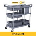 Krisbow Ukuran L Troli Kebersihan 3 Tingkat - Abu-Abu Cleaning Cart Peralatan Kebersihan Perabotan Bersih-Bersih Trolley Kebersihan