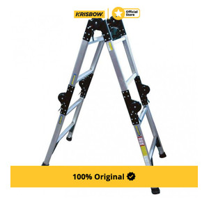 Krisbow Ladder Adjustable Tangga Lipat Aluminium 2.6 Mtr