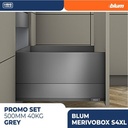 BLUM PROMO PAKET LENGKAP DRAWER RAK MERIVOBOX S4XL GREY 500MM 70KG