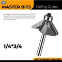 MASTER BIT MATA PROFIL ROUTER 45° CHAMFERING CUT BEVEL CUTTER 1/4X3/4"