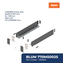 BLUM DRAWER RAK 70M5002S LEGRABOX I3 DRAWER SIDE H=90.5MM L=500MM GREY