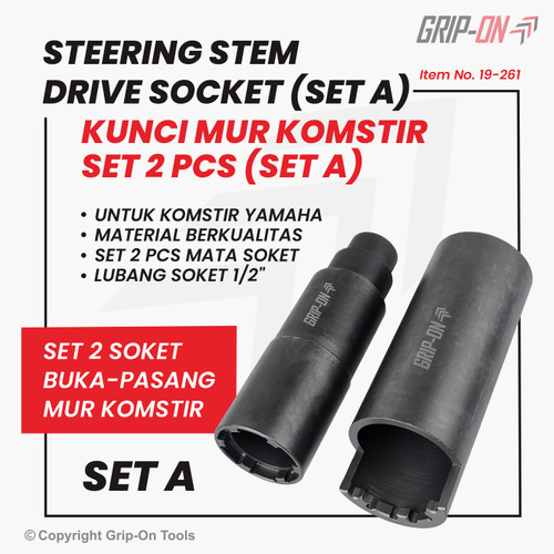 GRIP-ON STEERING STEM 2 PCS DRIVE SOCKET (SET A) KUNCI MUR KOMSTIR SET 2 PCS TREKER KOMSTIR MOTOR YAMAHA