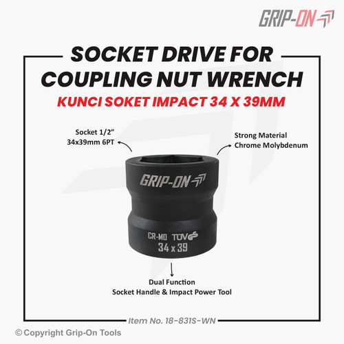 MATA SHOCK IMPACT MUR CVT 34 X 39 - KUNCI SOK MUR KOPLING CVT 34X39 MM