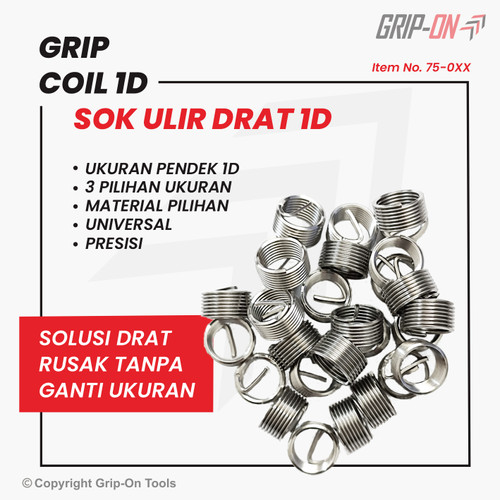 Grip-On Grip Coil Recoil M5-M14 1D Untuk Baut Mur Drat Rusak / Slek