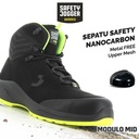 [FREE SARUNG TANGAN] Sepatu Safety Jogger Modulo S3S Mid Black Sepatu Safety Shoes Kerja Proyek Sporty Nano Carbon Toecap Metal Free Anti Paku ESD