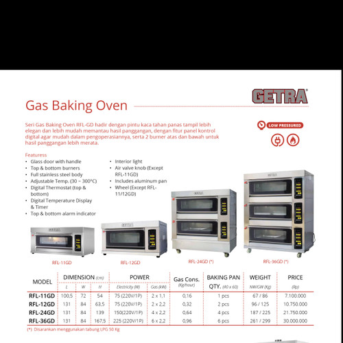 GAS BAKING OVEN RFL 12 GD