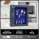Oxone OX7300 24Pcs Full Tang Stainless Steel Cutlery Set Garpu Sendok Kitchenware Blue