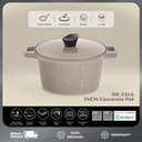 Oxone OX324S Areum Ceraglow Series Casserole Pot with Steam Knob 24cm Peralatan Kitchenware - Latte