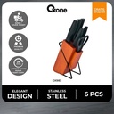 Oxone OX983 6pcs PP Handle Knife Set with Rubber Wood Block - Black