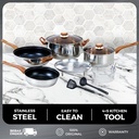 Oxone OX911 Basic Cookware Set Stainless  Steel  Teflon Frypan Panci  Pan  Kitchenware - SILVER