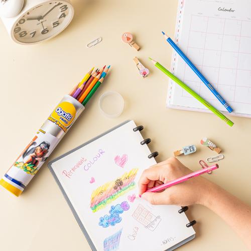 Pensil Warna Permanent Agatis Prime Round Metal Tin 12 Warna