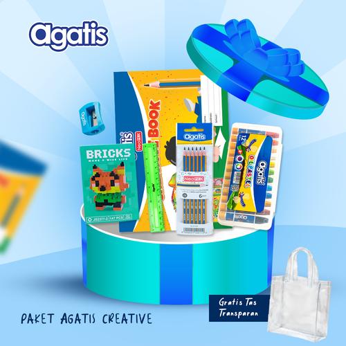 Paket Alat Tulis/Paket Stationery/Paket Mewarnai Agatis Oil Pastel Free Mainan Brick 3D Karakter
