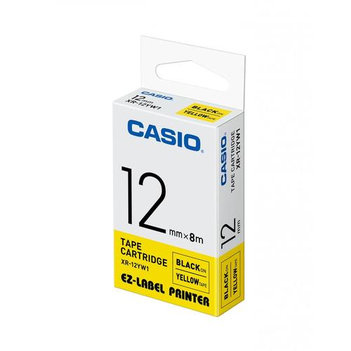 Label Printer / Pita Printer Casio XR-12YW1 12mm Black Ink Yellow Tape